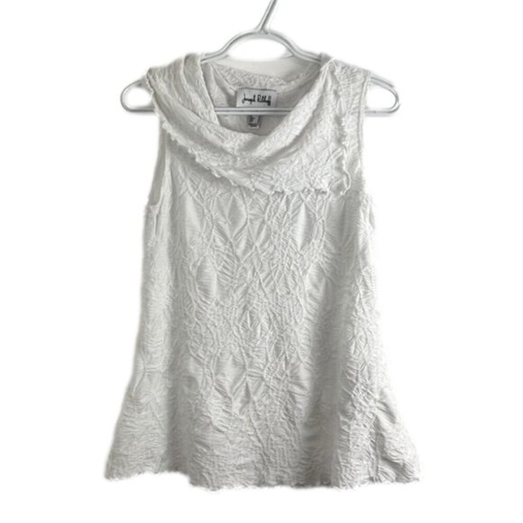 Joseph Ribkoff White Lettuce-Leaf Style Sleeveless Top - Picture 1 of 8